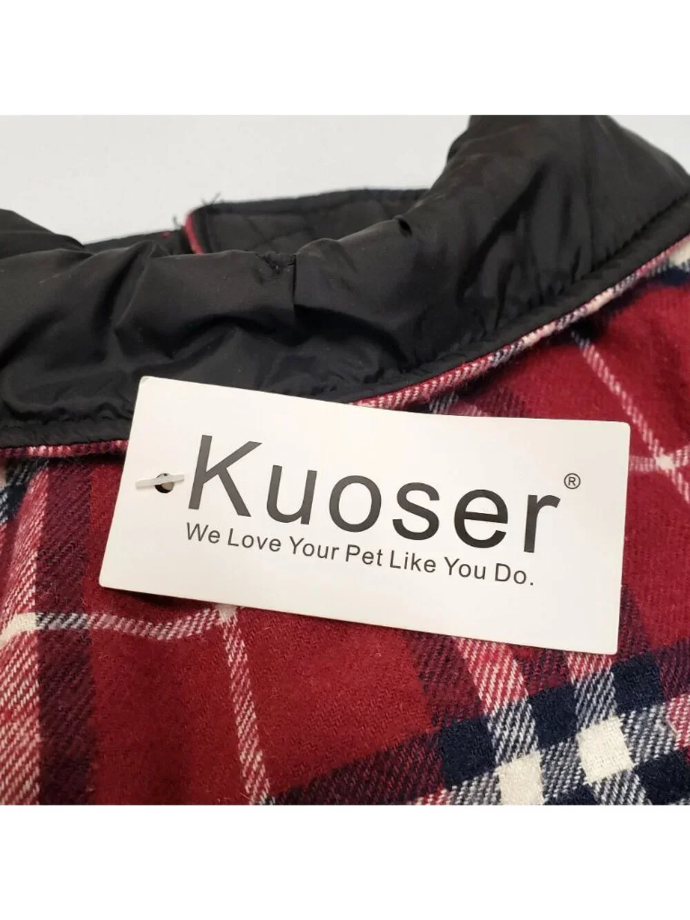 Kuoser Reversible Dog Pet Coat Puffer Jacket Red Plaid Size Large